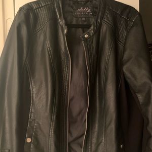 Plus black faux leather women’s jacket